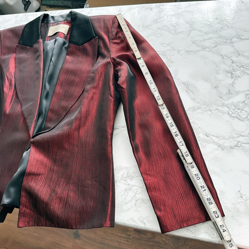 Vintage Nahdree Lifestyle Red Metallic Sateen Blazer Jacket Women's Size 10 - Picture 14 of 15